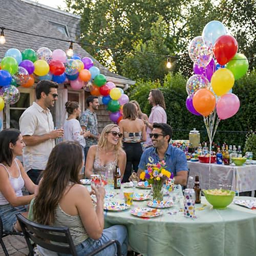 Image of Togvu Rainbow Balloons 12 Assorted Colors 50Pack 12 Inch Balloons Colorful Latex Party Balloons for Birthday Baby Shower Wedding Party Birthday Decorations
