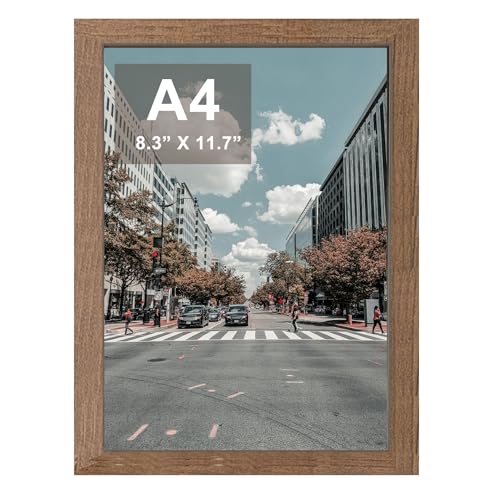 Image of Picture Frame A4, Versatile A4 Picture Frame 21 x 29.7cm, Display, Landscape or Portrait Orientation, Wall-Mount & Desk Stand (Beech wood, A4)