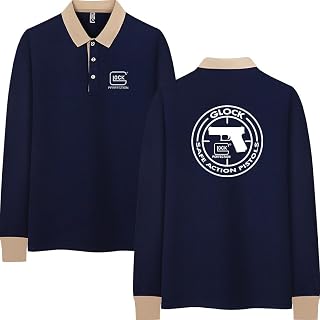 QutbAg Men's/Women's Long Sleeve Polo Shirt Gl-o_ck Spring/Autumn Simple British Lapel Tops