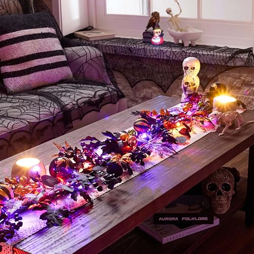Guirnalda de Halloween con calabazas preiluminadas para centro de mesa de fiesta 3