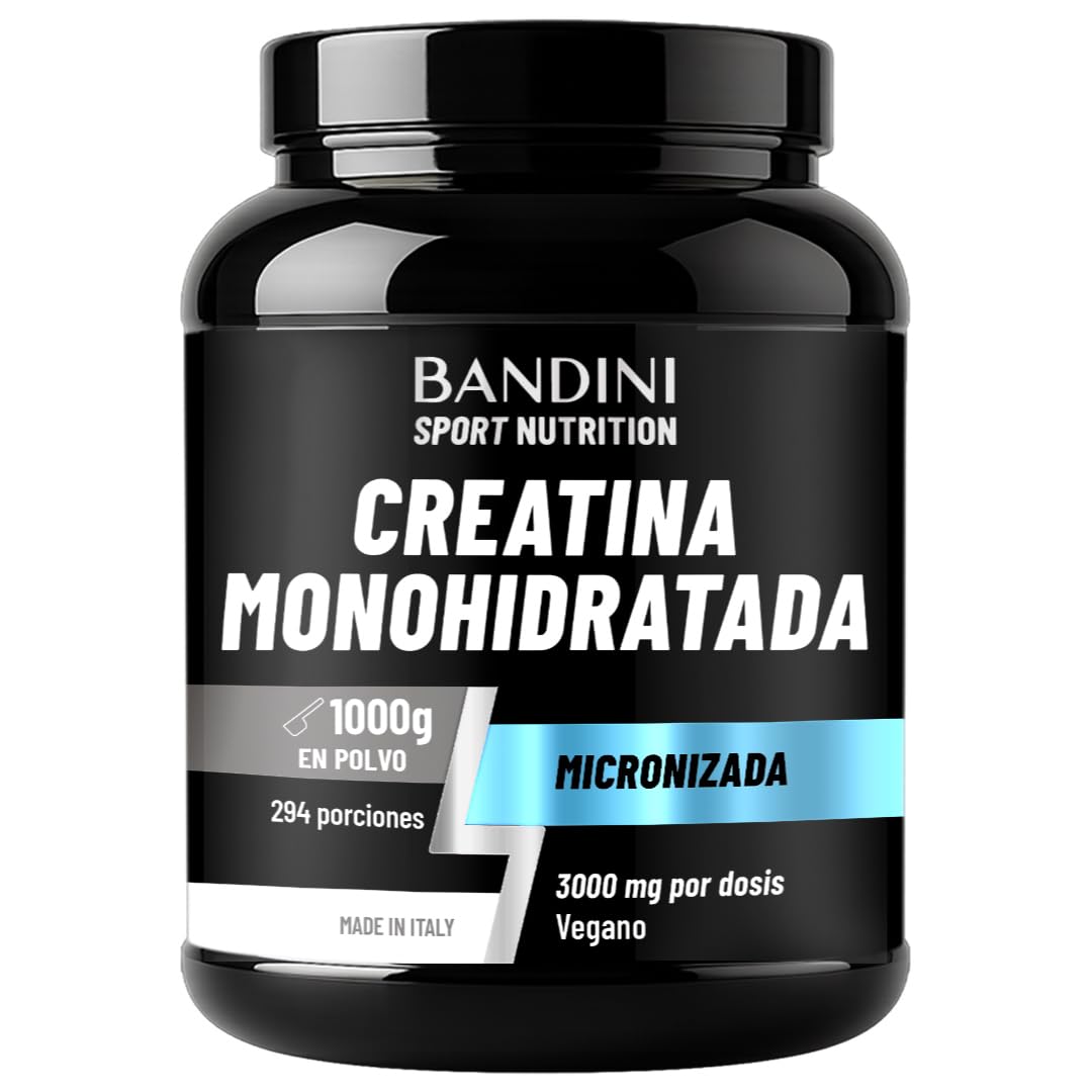 Bandini® Creatina Monohidratada en Polvo 1kg/1000g Pura - Para mejorar el Rendimiento y la Potencia Muscular - A base de Monohidrato de Creatina - Suplemento deportivo sin aditivos - 100% Vegano