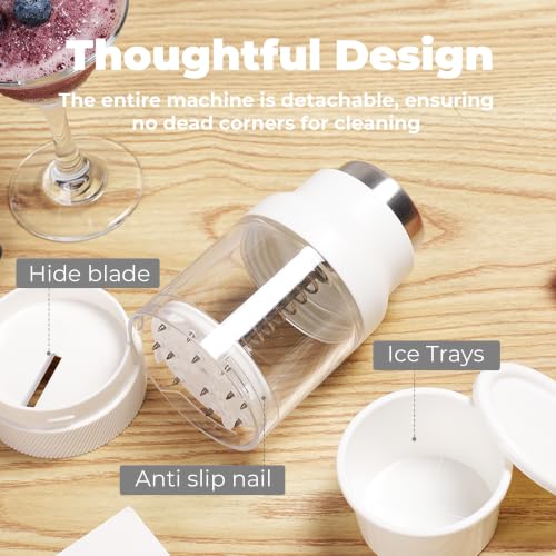 Manual Hand Crank Ice Shaver, Compact Portable Ice Crusher, 2 Ice Trays Included, BPA-Free, DIY Frozen Shaved Ice Drink Maker for Home & Travel — view 5