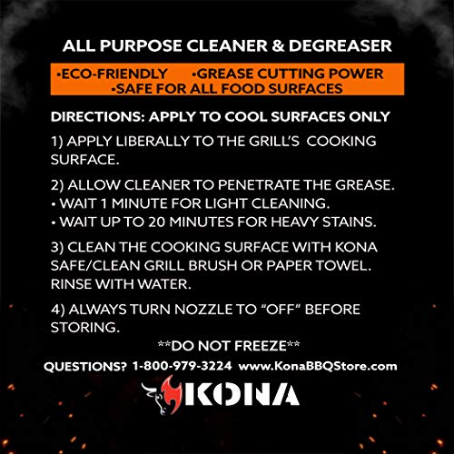 Kona Safe/Clean Grill Cleaner Spray - Now 40% More Cleaning Power, Heavy Duty No-Drip Gel, Eco-Friendly, Food Safe, Bbq Grate Degreaser, Biodegradable - 23Oz #TOP1