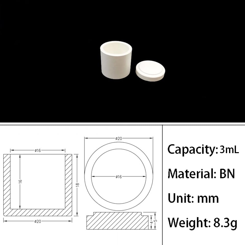 Crogiolo ceramico in nitruro di boro ad alta temperatura - Crogiolo for forno BN durevole for fusione di metalli, fusione di silicati, 1 pz.(3ml*20 * 16 * 18mm)