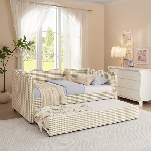 DEINPPA Twin Size Upholstered Daybed with Trundle,...