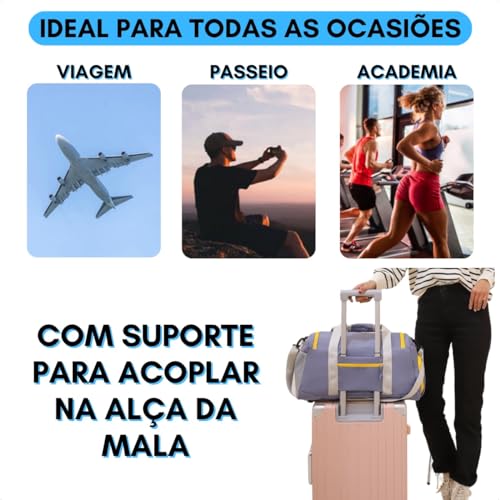 Bolsa Academia Impermeável Mala Viagem Bagagem De Mão Com Alça Transversal De Ombro Fitness Treino E