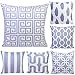 Produktbild Jotom Kissenbezug aus Baumwoll-Leinen, quadratisch, 45 x 45 cm, Set mit 6 Stück, Weißes und graues Muster, 45 x 45 Centimeters