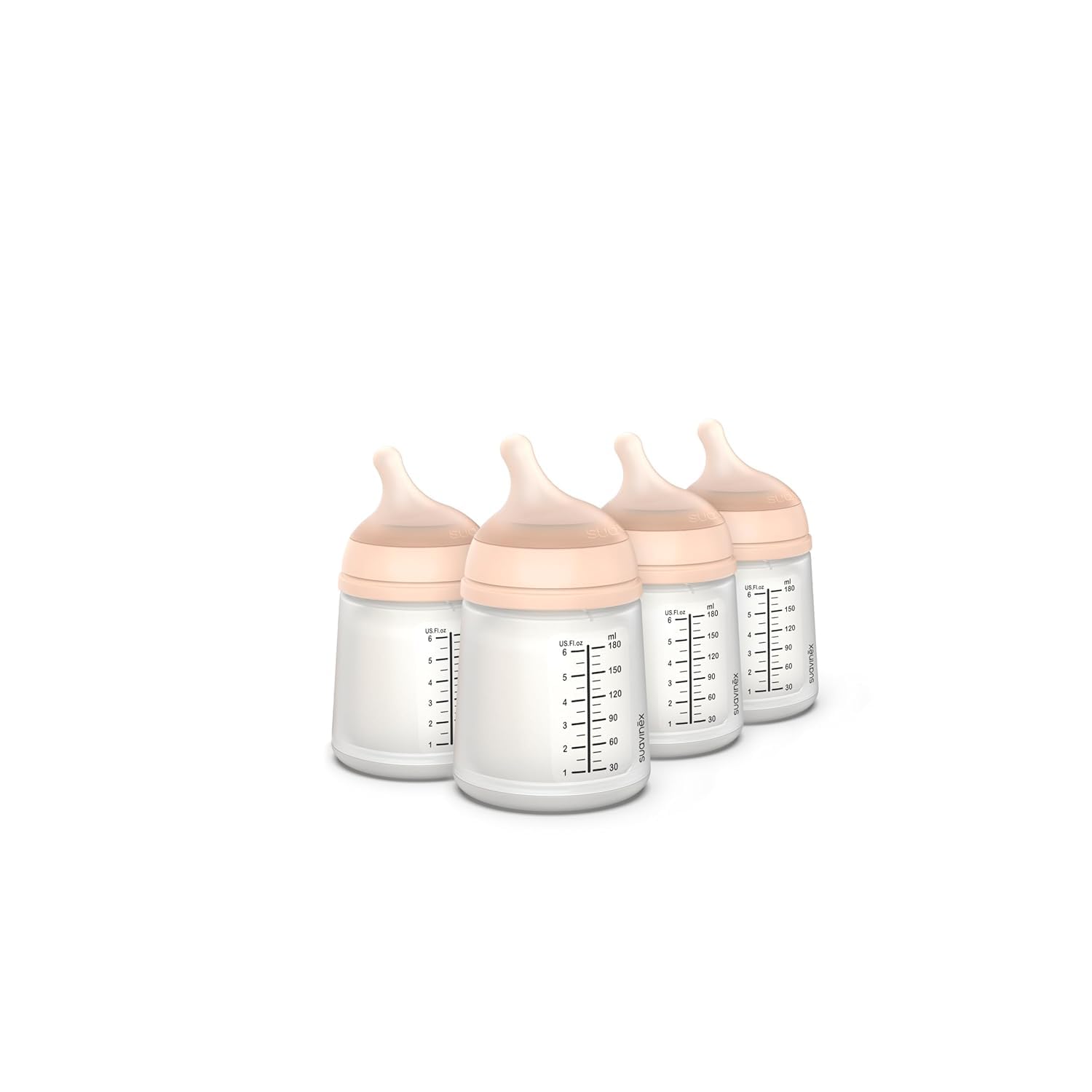 SuavinexZero Zero Anti Colic Baby Bottle, No 1 Spanish Baby Bottle Brand, Minimizes Bottle Rejection & Nipple Confusion, Perfect for Breastfeeding Babies, Adaptable Flow, 4 Pk 6 oz, Fair