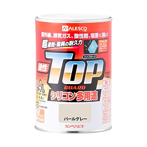 カンペハピオ ペンキ 塗料 油性 つやあり シリコン樹脂 多用途 超速乾 さび止め剤入り トップガード パールグレー 0.4L 油性塗料 日本製 00017640541004