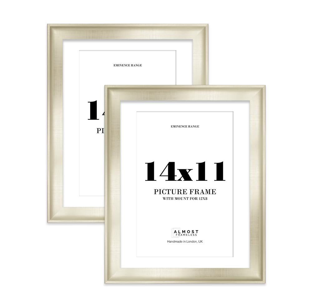 14x11" Silver Picture Frame with 12x8" Mount - Shabby Chic Photo Frame with Distressed Finish, Wall Hooks and Kickstand, 32mm Edge - 2 Pack โ image 1