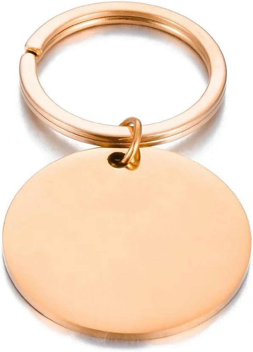 50 piezas de placa de identificación para mascotas de acero inoxidable en albo, redonda, para gatos y perros, con grabado personalizado, para identificación de mascotas, color oro rosa, 25 mm