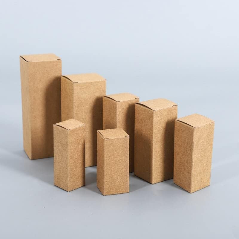 50pcs Kraft Paper Gift Box for Packaging Essential Oil Bottle DIY Spray Bottle Lip Gloss Packing Cardboard Box Jewelry Organizer (Brown,48x48x124mm)