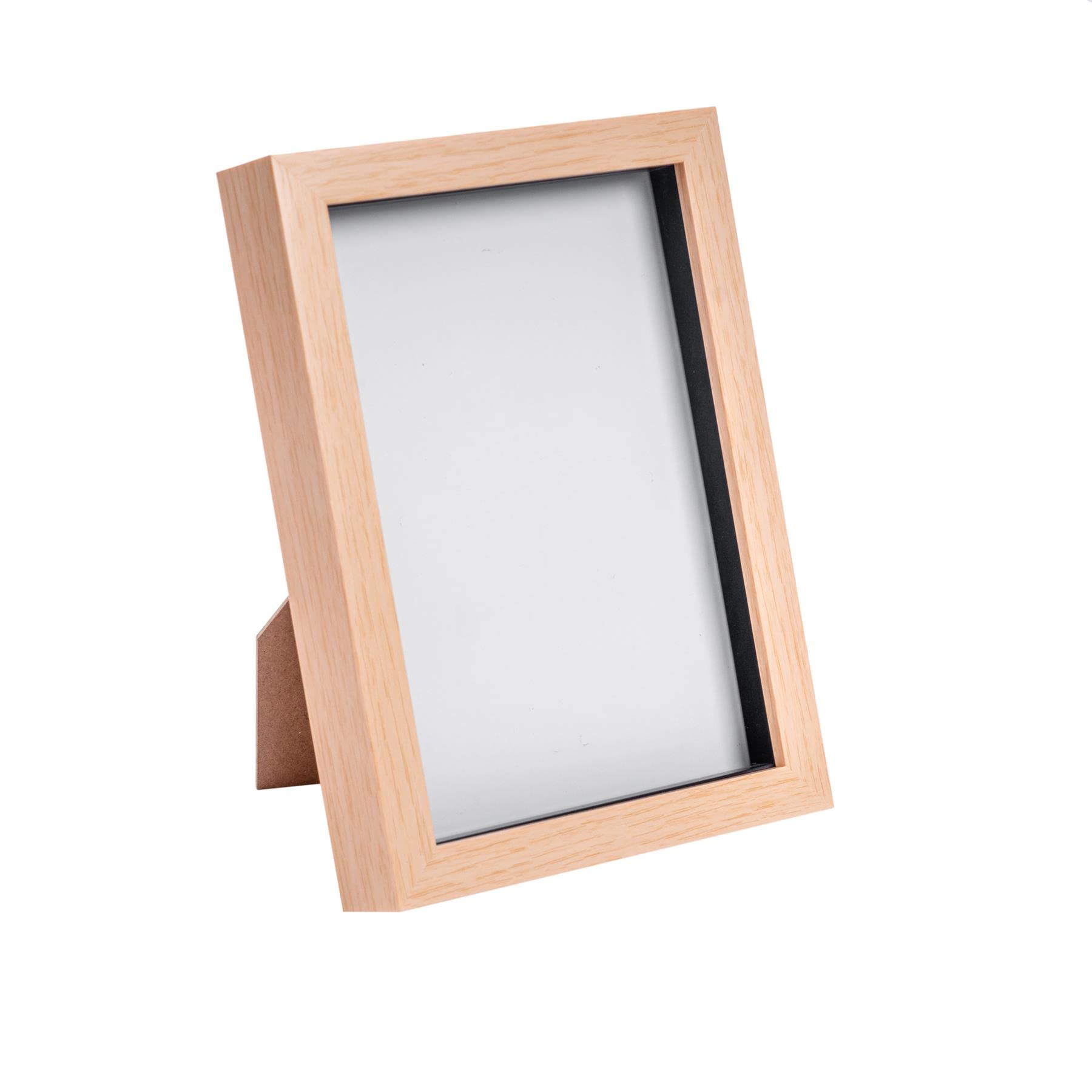 Nicola Spring Light Wood 3D Shadow Box Photo Frame - A5 (6 X 8") - 3D Photo Frame Picture Frame Memory Box Display Case For Photos, Memorabilia, Artworks, Crafts, Decoration, A5(6X8inch)