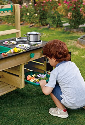 Hape Outdoor Kitchen | Mud Kitchen Wooden Toy Playset with Accessories, for Children Ages 3+ Years