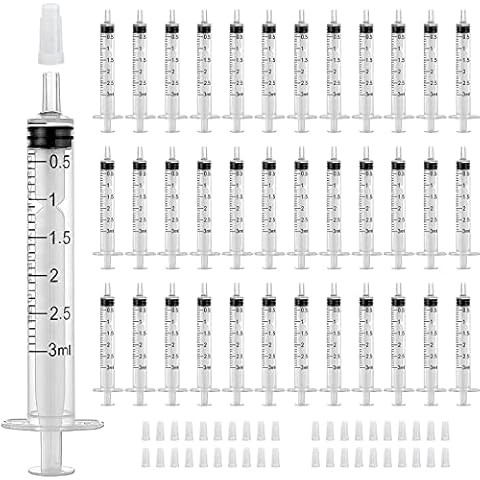 SAMENGTR 40 Pieces 3ml Syringes with Cover for Baby Medicine Dispensing Scientific Labs Liquid Measuring Animal Feeding Industrial Use Cover