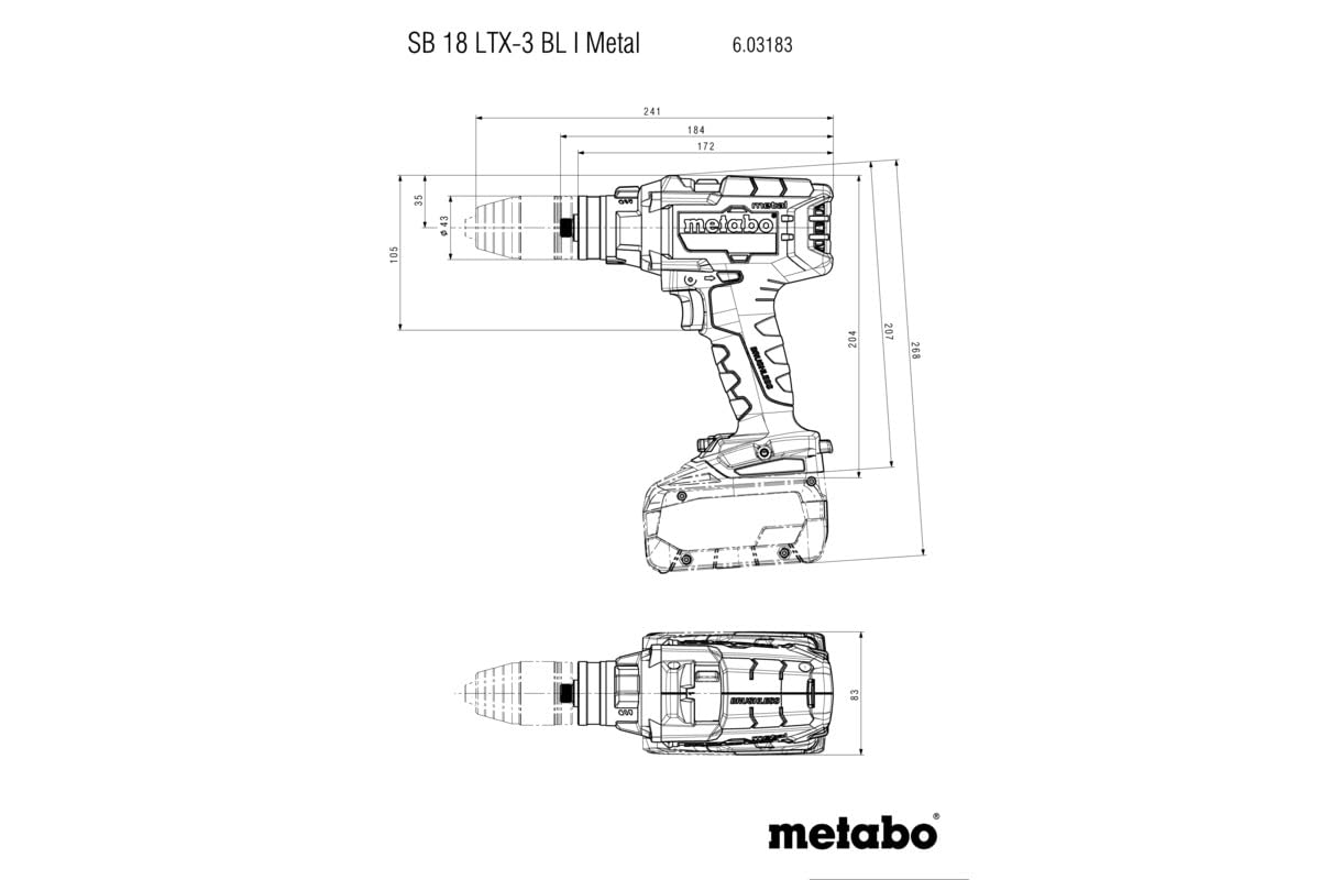 SB 18 LTX-3 BL I Metal (603183840) Taladro atornillador de percusión de batería