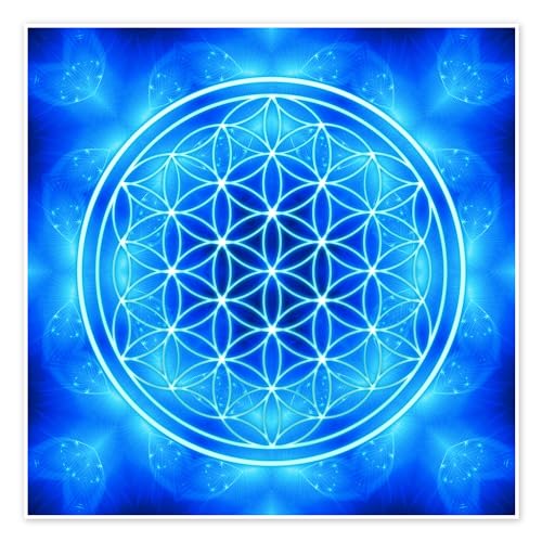 Posterlounge Flor de la vida - San Miguel Arcángel Póster de Dolphins DreamDesign 50 x 50 cm Azul Cuadros Decoración para la pared