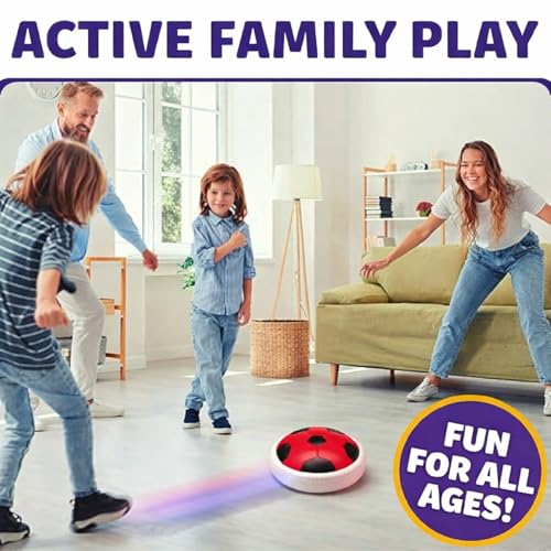 Image of Hover Football for Kids | Rechargeable LED Air Power Soccer Disc | Indoor Floating Football Toy with Soft Foam Bumper