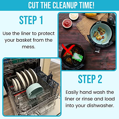 Silbloom Silicone Air Fryer Liner | Extra Strong | Reusable Air Fryer Basket Liner - Silicone Pot With Rectangular Handles - Parchment Paper Replacement For Oven - Non-Toxic Silicone Air Fryer Liners #TOP4