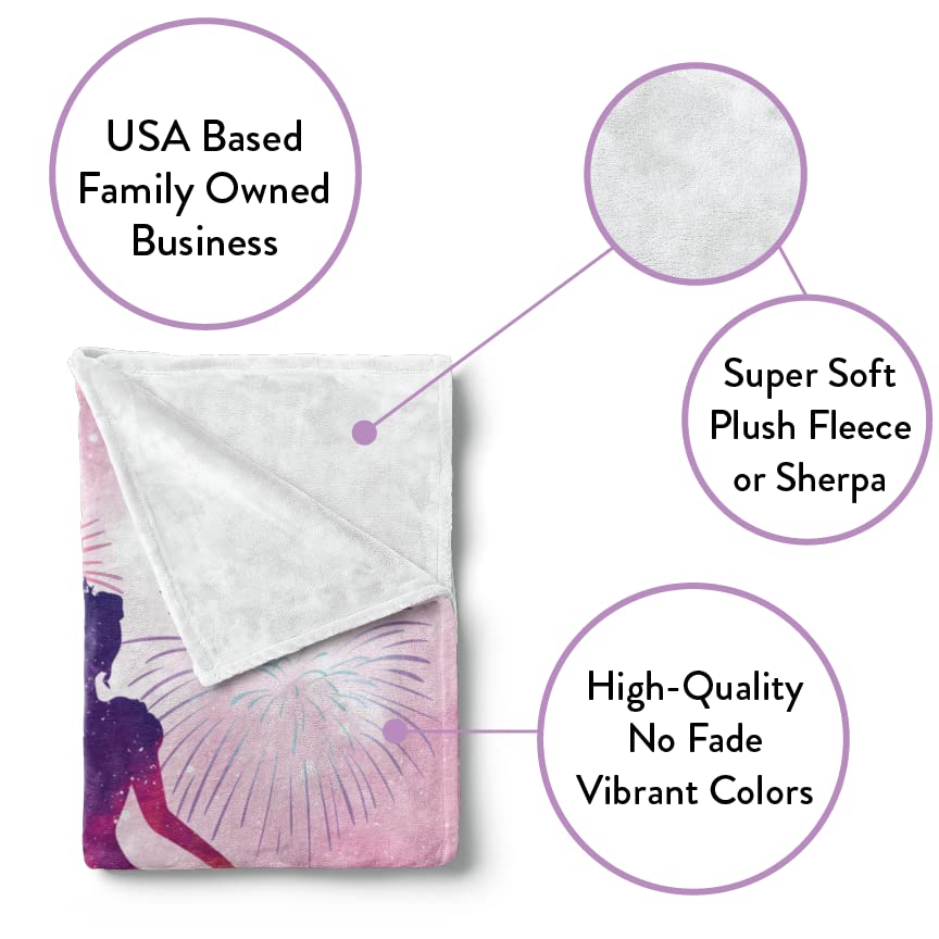 Personalized Princess Blanket for Girls - Ships Next Day, USA Made, Warm, Cozy, Soft Throw for Travel - Pink Room Decor - Plush Fleece or Sherpa Blanket with Custom Name (Fleece - 30x40)