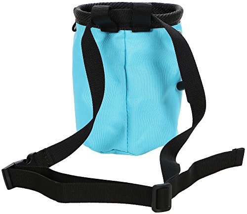 AMC Climbing Chalk Bag with Embroidery/Front Pocket/Belt (Light Blue, 6 inches x 4 inches) - Thumbnail 5