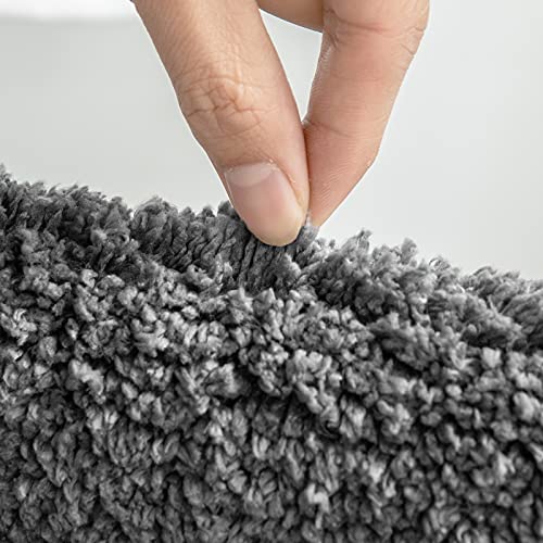 MIULEE Badematte Duschvorleger Badvorleger Flur 2er Set rutschfest Matte Teppiche Badteppich Badezimmerteppich Waschbar Saugfähig für Bad Wohnzimmer 40x60 cm und 45x45 cm mit Ausschnitt Grau – Bild 6