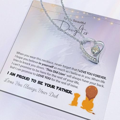 To My Daughter Necklace From Dad, Birthday Gifts For Daughter, Father Daughter Gifts With Inspirational Message Card4