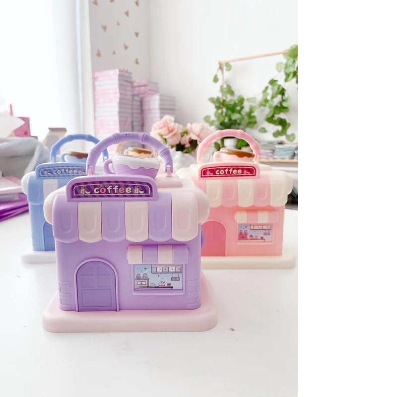 Image of Money Saving Bank with Coin Slot / /Creative Cartoon Design Money Bank / /Plastic Piggy Bank for Boys & Girls (Pack of 1) (Coffee Shop - Pink)