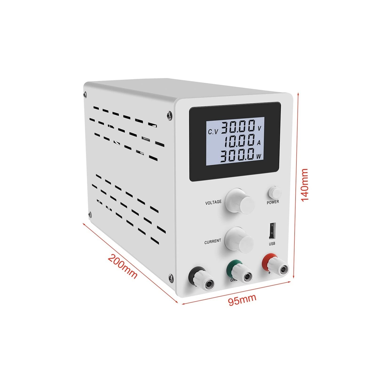 Zasilacz prądu stałego o zmiennym napięciu, Zasilacz DC laboratoryjny stół warsztatowy do konserwacji 30V 10A Regulator napięcia prądu 60V 5A stabilizator przełączający moc(120V 3A White)