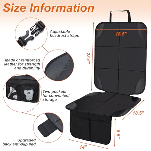 Image of Husfunov Car Seat Protector,2Pack Car Seat Cushion,with Thickest Padding and Non-Slip Backing,Waterproof 600D Fabric Car Seat Covers with Storage Pockets for Baby for Baby、Pet and All Types of Cars