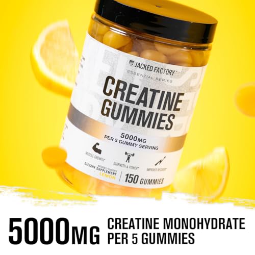 Jacked Factory Creatine Gummies 5g Daily Dose (1g per Gummy) - Creatine Gummy for Men and Women, Vegan-Friendly, Travel-Friendly, Third-Party Tested - 150 Gummies, Lemon - Image 3