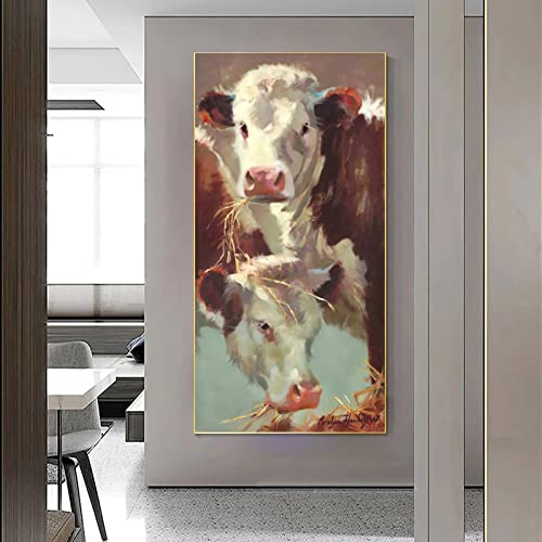 Peinture de vache abstraite pour une décoration de salon chaleureuse