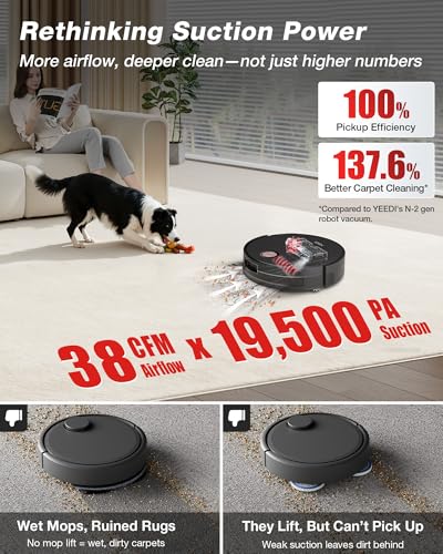 Image of Yeedi S20 Infinity Robot Vacuum&Mop with 19,500Pa Blast Suction, PowerBoost Charging, OZMO Roller 2.0 Self-Washing, Bagless OmniCyclone Station with Hot Mop Washing&Heat Drying, AIVI 3D Navigation