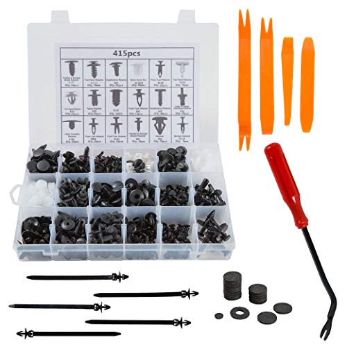 Clips de Retención de Coches 425 Piezas Remaches Universales de Plástico 18 Tamaños Surtido de Clips para Parachoques de Automoción con La Herramienta de Eliminación