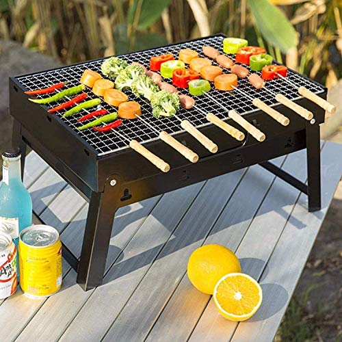 BE MALL Portable Outdoor Barbeque Grill Toaster Charcoal BBQ Grill Oven Black Carbon Steel, Black