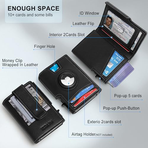 Men's RFID Blocking Slim Metal Wallet with Pop Up Credit Card Holder and Money Clip