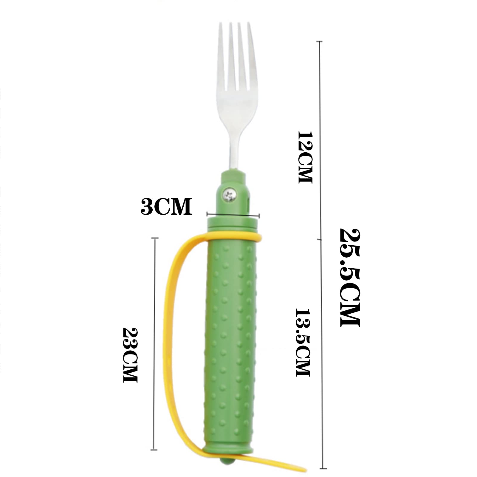 Tenedores de utensilios adaptables for discapacitados, tenedores antivibración for ancianos Cubiertos de fácil agarre con correa ajustable antideslizante for ancianos, Parkinson, artritis Handicap,Gre