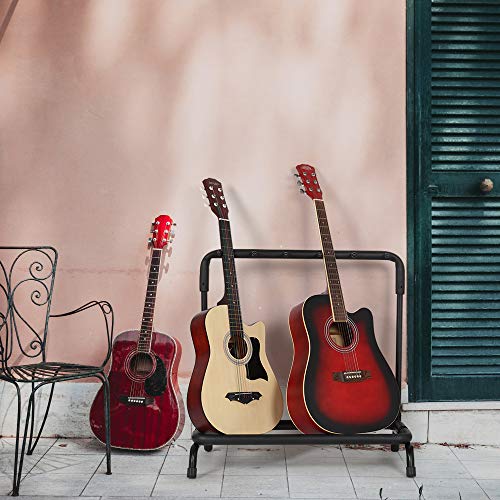 5 Holder Guitar Stand,Multi-Guitar Display Rack Folding Stand Band Stage Bass Acoustic Guitar, Black