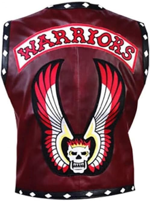 FH Mens Embroided Maroon Fashion Leather Vest - Genuine Leather Vest