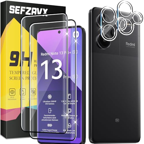 SEFZAVX Schutzfolie für Xiaomi Redmi Note 13 Pro Plus 5G für Panzerglas [2+2 Stück] Panzer Schutz Glas + 3D Kameraschutz 9H Härte Panzer Anti-Kratzen HD Glas Folie