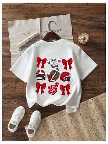 Girl's Bowknot Graphic Tees Short Sleeve Crew Neck T Shirts Summer Cute Tee Tops4