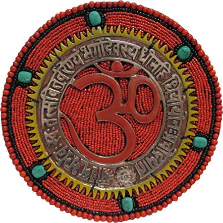 Buddha4all Home Decor Yoga Meditation Beaded Plaque Wall Hanging Yoga Trendz Vintage Hand Carved Meditation Wall Hanging Plaque (Gayatri Mantra)