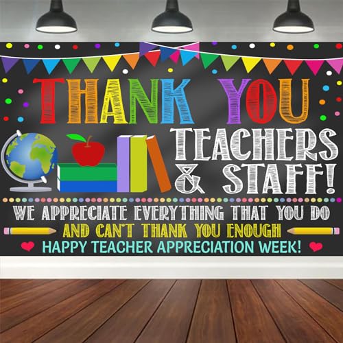 Thank You Teachers Teacher Appreciation Week Backdrop Banner Decorations Teachers Staffs Appreciation Week 2025 Banner Background Decorations
