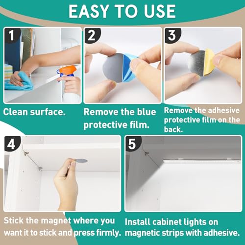 Image of 12 Pcs Under Cabinet Light Magnetic Strip Replacement with Adhesive Backing | 3.5cm Not Magnets, Premium Materials, Sturdy And Durable