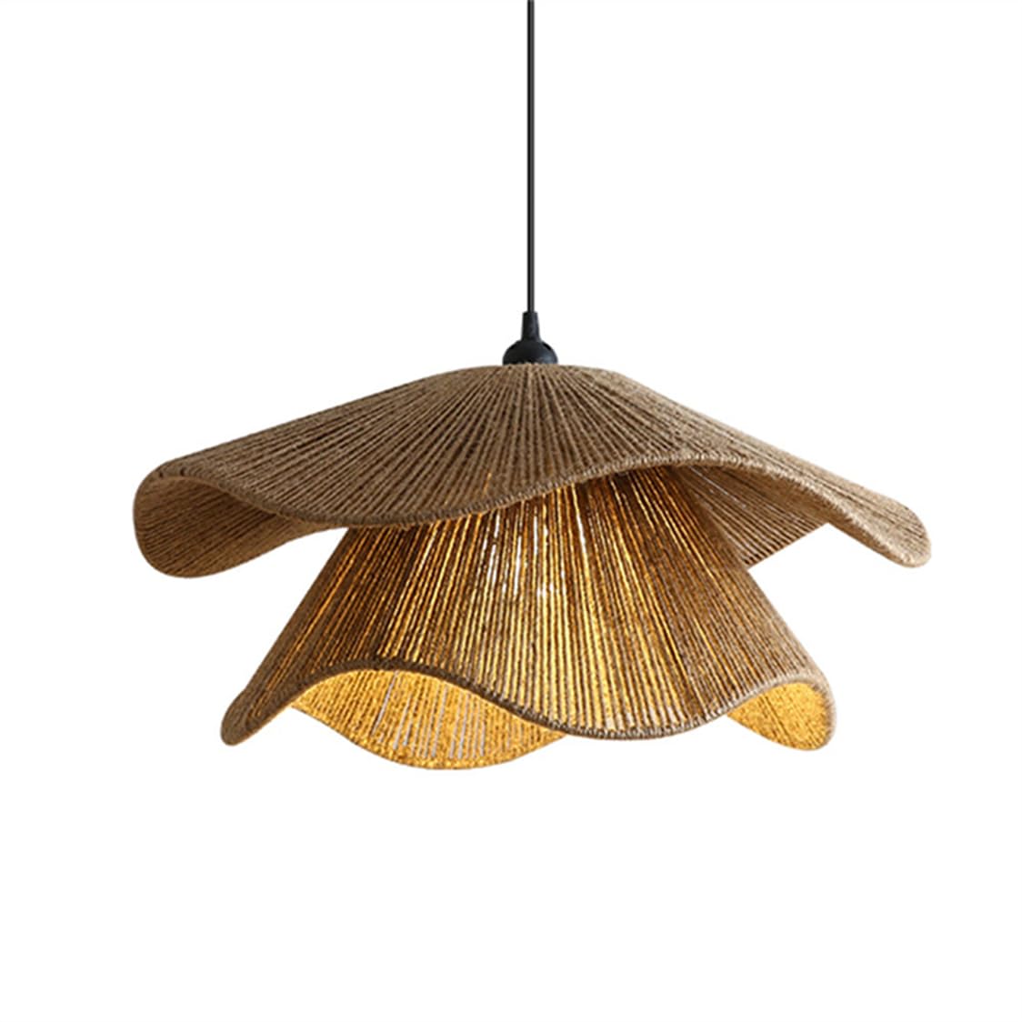 CSSYKV Unique Double-Layer Vintage Pendant Light Hemp Rope Lamp Shade American Farmhouse Barn Light Fixture Japanese Wabi-sabi Bedroom Lamps for Dining Room, Kitchen Island, Living Room Home Decor