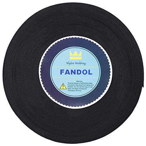 Buy 2 get 3 FANDOL Nylon Webbing - Heavy Duty Strapping for Crafting Pet Collars, Shoulder Straps, Slings, Pull Handles - Repairing Furniture, Gardening, Outdoor Gear & More (2 inch x 50 Yards, Black)