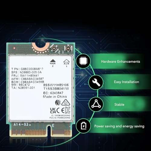 Tarjeta de Red Wi-Fi 7 BE200NGW, 8774 Mbps, interfaz M.2/NGFF, con Bluetooth 5.4 y cifrado WPA2/WPA3/WPA4, para computadoras y PC miniatura 3