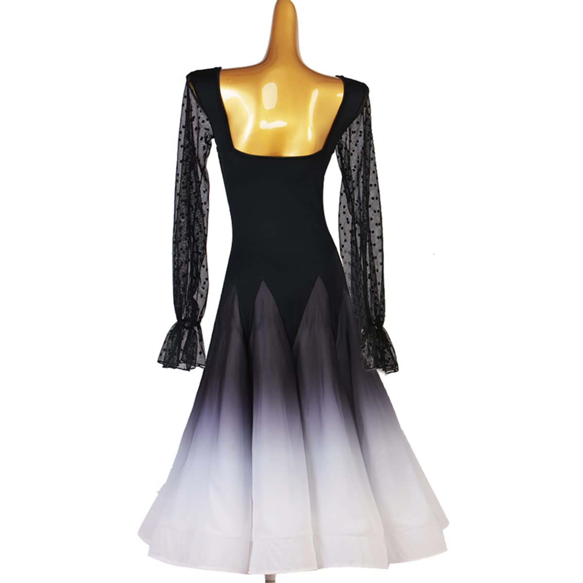 Damen National Standard Tanzkleid Ballsaal Kleider Sommer Mesh Langarm Farbverlauf Modernes Elegante Tanzkleid Walzer Ballsaal Tanzen Praxis Kostüm Standard Kleid