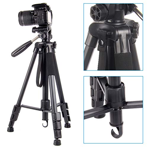 Regetek Camera Tripod Travel Monopod(65" Aluminum Professional Video Camera Mount Leg) Adjustable Stand with Flexible Head for Canon Nikon DV DSLR Camcorder Gopro cam& Carry Bag
