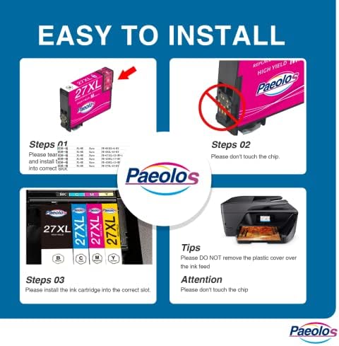Paeolos Replacement for Epson 27XL Ink Cartridges Multipack,Epson 27 for Epson Workforce WF-3620DWF WF-3640DTWF WF-7110DTW WF-7210DTW WF-7610DWF WF-7620DTWF WF-7710DWF WF-7715DWF WF-7720DTWF,10-Pack